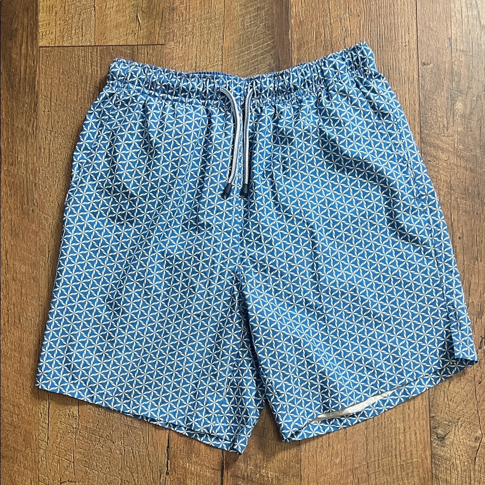 Peter Millar Blue Patterned Swim Trunks
